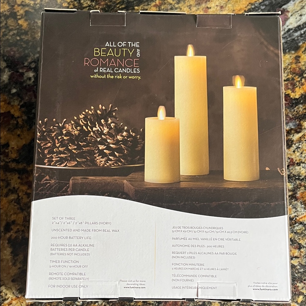 NEW Luminara Ivory LED Flameless Candle Trio